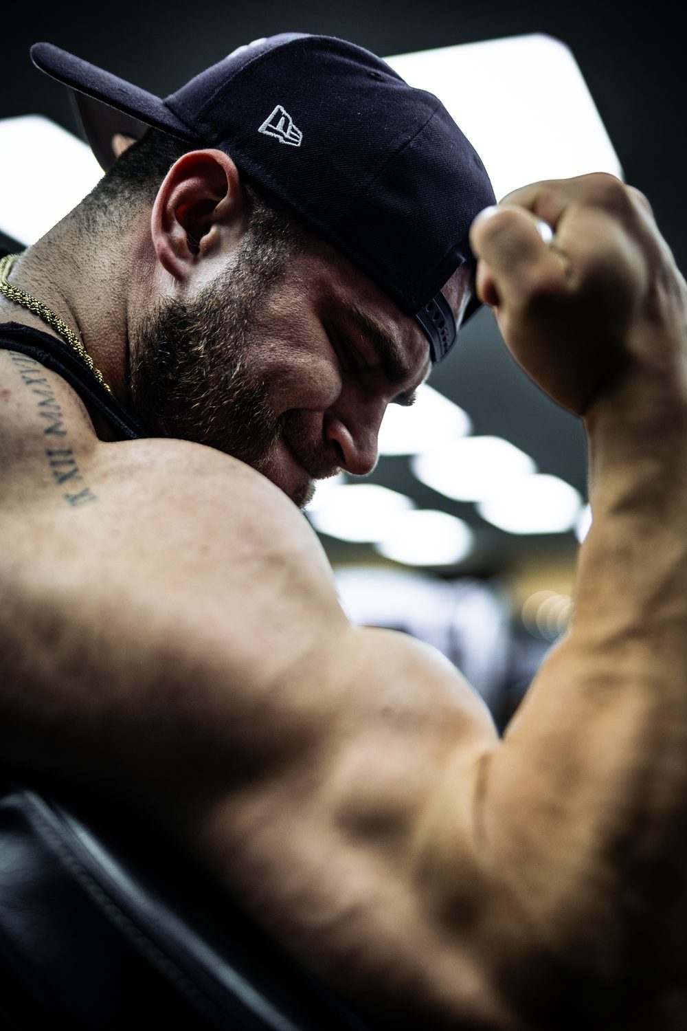 Athlete portrait under gym light